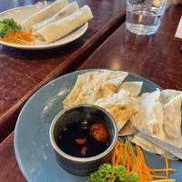 Steamed dumplings and duck rolls  at Au Lac Royal Vegan Cuisine in Dickson
