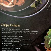 menu at Au Lac Royal Vegan Cuisine in Dickson