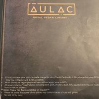 menu and policy at Au Lac Royal Vegan Cuisine in Dickson