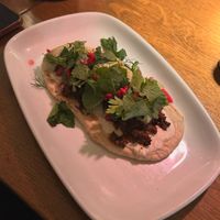 Lamb style flatbreadd  at The Five Bells by Lussmanns in Berkhamsted