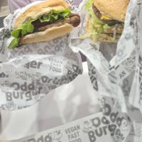 The Vopper Burger and the Famous Burger at Odd Burger in Scarborough