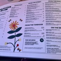 Table menu  at Daughter In Law in Melbourne