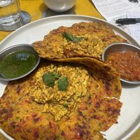 Savoury crepe/pancakes with tofu scramble   at Bunch in Hiriketiya