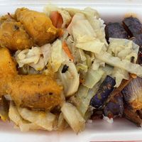 Packed white/brown rice mix, with 3 sides $4  at Shu Vegetarian 典蔬 in Central Singapore