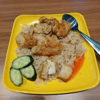 Vegan chicken with fried rice at Shu Vegetarian 典蔬 in Central Singapore