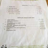 Menu  at Bambu in Valparaiso