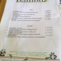 Menu at Bambu in Valparaiso