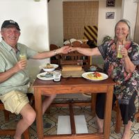 Happy travelers enjoying delicious food !  at Be GILI MOOD in 