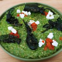 Spinach barley risotto at MitBord in Seoul