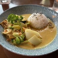 Tofu mit Gemüse, Erdnusssoße und Reis at BoChi Restaurant in Bad Krozingen