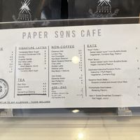 Menu, March 2025  at Paper Sons Cafe in New York City