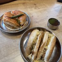 Tava Vada Pav and Dabeli with mint and tamarind chutney  at Indian Tadka in Southampton
