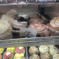 The vegan options are clearly marked.  at The West Side Bakery in Akron
