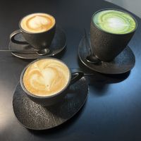 Two Coffees and one Matcha Latte at GegenVind Café in Hamburg