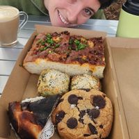 Focaccia, dill scones, choc chip cookies, Basque cheesecake at Better Now in Brunswick East