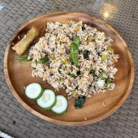 Basil fries rice with egg roll  at Lovegan Cafe in Moalboal