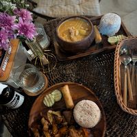 Chicken adobo and massaman curry at Lovegan Cafe in Moalboal