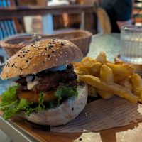 Pineapple burger at Lovegan Cafe in Moalboal