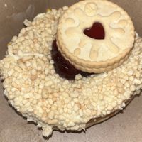 Jammie Dodger doughnut  at Coffee Woolston in Southampton