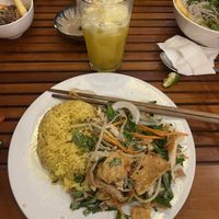 Vegan chicken rice + pineapple juicee  at Quan Chay Dam in Hoi An