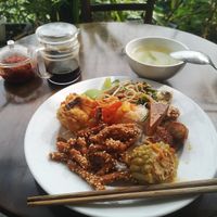 Everything was delicious... Except the giant guerkin... Which tasted like a giant guerkin! at Quan Chay Dam in Hoi An