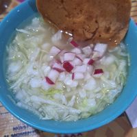 Qué rico at Pozole Mio in Puebla