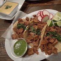 Vegan carne asada tacos and vegan queso   at Juan More Taco  in Richmond