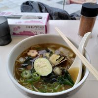 Vegetable ramen at Kasu Udon EBISUYA Main Store in Osaka
