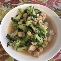 Broccoli in soy bean sauce with added tofuu  at KAPOW! in Koh Chang