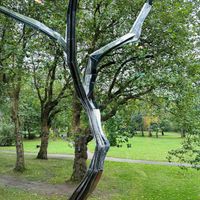 Metal tree view  at The Whitworth Cafe in Manchester