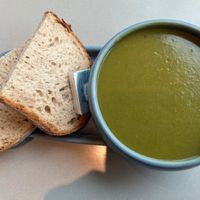 Soup of the day: Spinach & Potato. Vegan. £6.50. at The Whitworth Cafe in Manchester