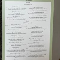 Menu. at The Whitworth Cafe in Manchester