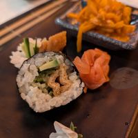 Vegan appetizer - vegetable rolls and kimchi at Hope Izakaya in Edinburgh