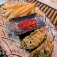 Vegan starter - vegetable gyoza and nori fries at Hope Izakaya in Edinburgh
