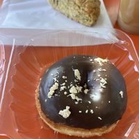 Vegan choco halva donut + vegan cheddar jalapeno scone #Veganuary at Slow Bloom Coffee Cooperative in Redlands