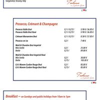 Menu Part 6/6: Red Wines, Proseccos, Crémant, Champagnes & Breakfast at Teehaus im Englischen Garten Berlin in Berlin