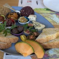 Plant based platter with 2 cashew cheeses.  Owner very aware of vegan diet. at Atlas Swift in Franschhoek