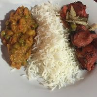Vegetable bhuna and tandoori grilled soya pieces at Zayka in Gran Canaria