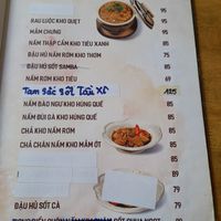 Menu at SOHA in Ho Chi Minh City