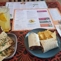 Vegan Black Bean & Sweetcorn Burrito, with a Garlic Flatbread. at Lounges - Zafferano Lounge in Saffron Walden