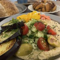 Plage with houmous  at Namo Bakery in Warsaw