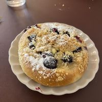 Blueberry and vanilla custard crumble donut  at Namo Bakery in Warsaw