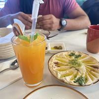 Qamar Al-Din (apricot beverage), hummus  at Ayat in Staten Island