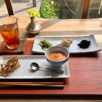 Carrot soup and a selection of appetizers at Sairam in Kamakura