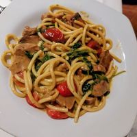Carbonara with bacon seitan & basil cream at General Warren in Malvern