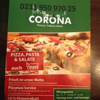 Menu 2015 at Pizzeria Corona in Dortmund