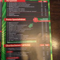 Menu 2015 at Pizzeria Corona in Dortmund