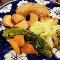 Daily set menu with fried à proteins (kuruma-fu) at Poleyale in Tokyo
