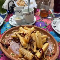 Yuca fries with garlic and chilli  at Restaurante Maya Canada in Palenque