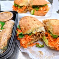 Tofu Banh Mi and Spring Rolls at Dinosaurs in Pacifica